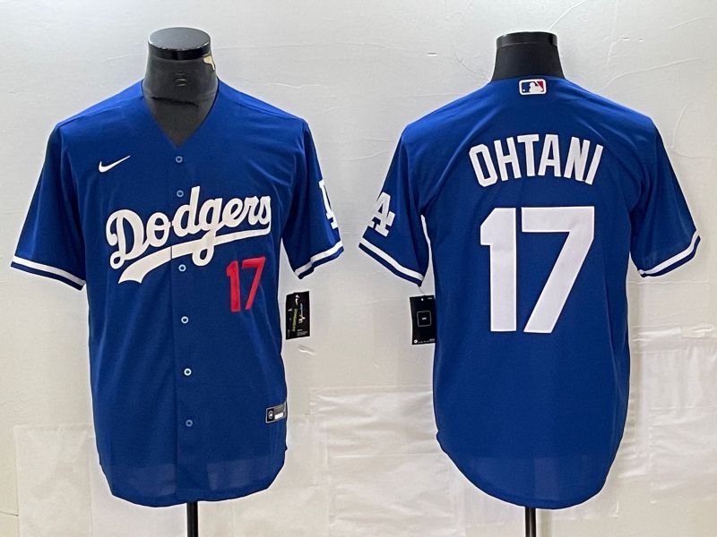 Men Los Angeles Dodgers #17 Ohtani Blue Nike Game MLB Jersey style 2